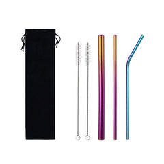 6pcs Stainless Steel Straw Heat Resistant Reusable Straw with Cleaning Brush