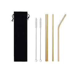 6pcs Stainless Steel Straw Heat Resistant Reusable Straw with Cleaning Brush