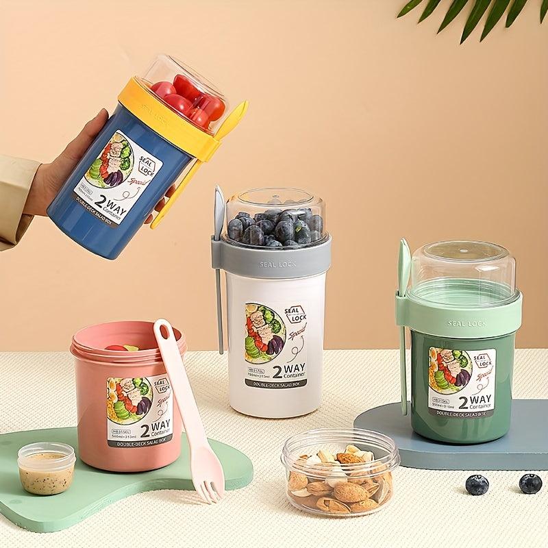 1pc Takeaway Overnight Box Cup With Lid Spoon Breakfast Cup Portable Salad Cup
