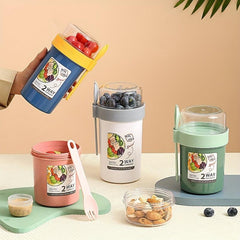 1pc Takeaway Overnight Box Cup With Lid Spoon Breakfast Cup Portable Salad Cup