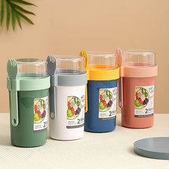 1pc Takeaway Overnight Box Cup With Lid Spoon Breakfast Cup Portable Salad Cup