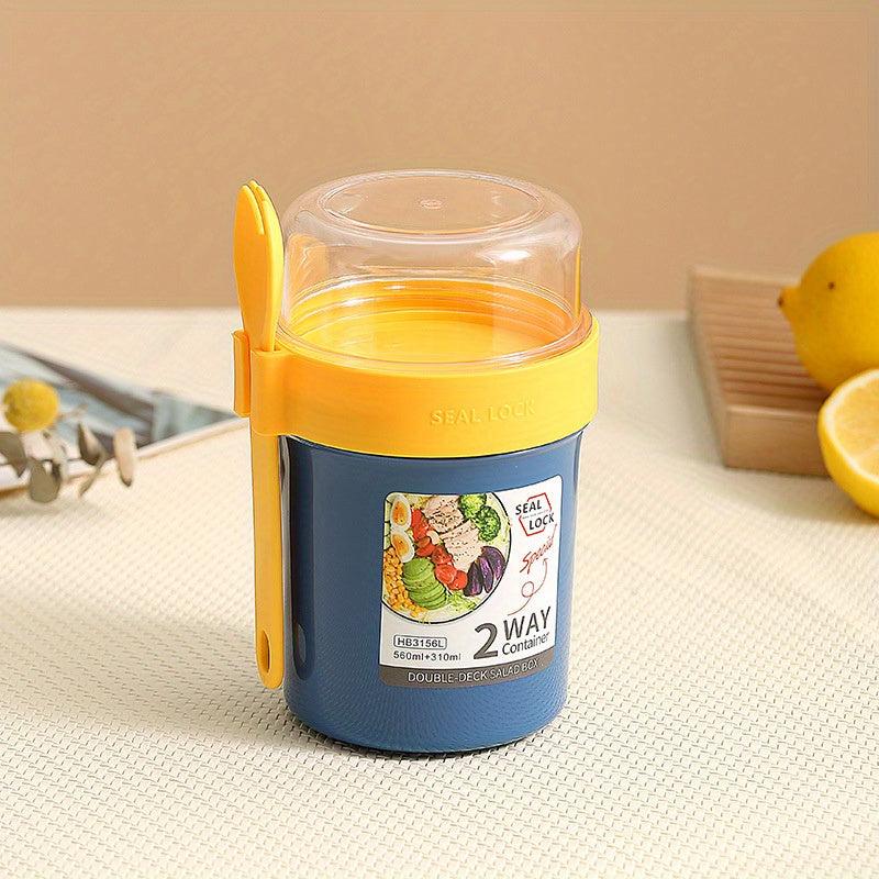1pc Takeaway Overnight Box Cup With Lid Spoon Breakfast Cup Portable Salad Cup