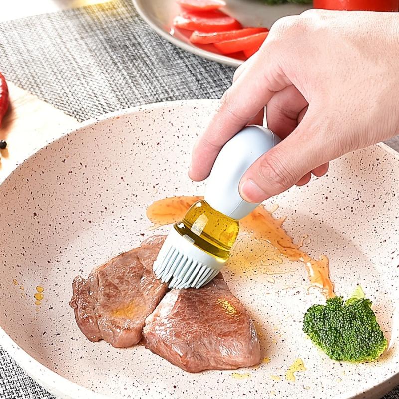 Silicone Dispenser Bottle with Brush for Cooking BBQ Pancake
