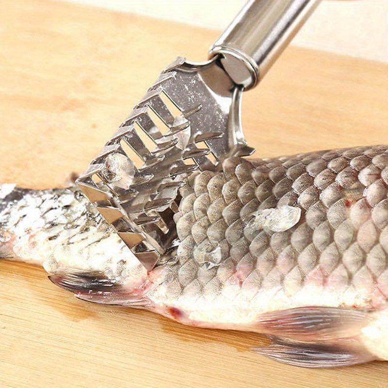 Fish Scaler Remover Stainless Steel Sawtooth Handle Brush