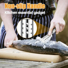 Fish Scaler Remover Stainless Steel Sawtooth Handle Brush