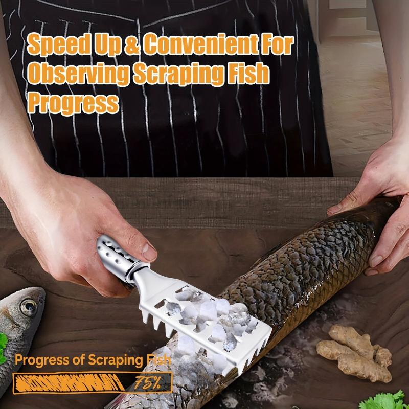 Fish Scaler Remover Stainless Steel Sawtooth Handle Brush