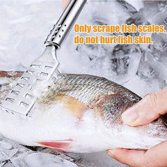 Fish Scaler Remover Stainless Steel Sawtooth Handle Brush