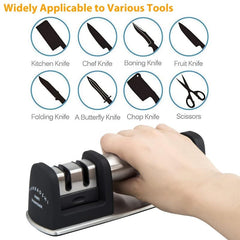 Portable 2-Stage Knife Sharpener Kit + 5 Cut Resistant Gloves