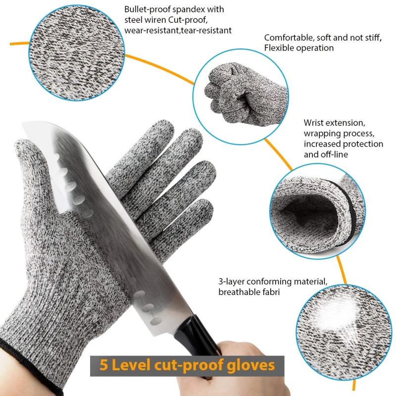 Portable 2-Stage Knife Sharpener Kit + 5 Cut Resistant Gloves