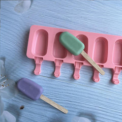 8-Cavity Silicone Ice Pop Molds - Reusable Popsicle Mold