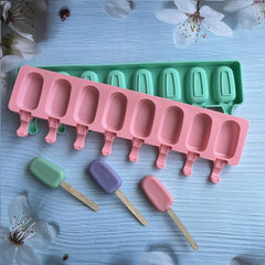 8-Cavity Silicone Ice Pop Molds - Reusable Popsicle Mold