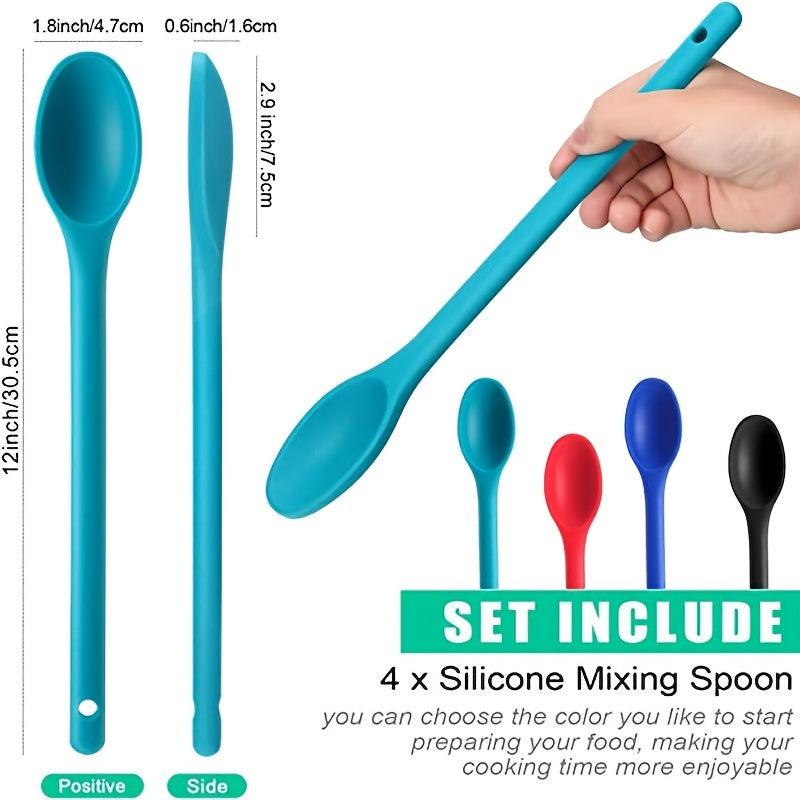 Heat Resistant Silicone Mixing Spoon with Long Handle for Easy Stirring