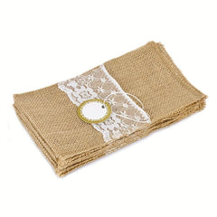 30pcs Lace Utensil Holders Burlap Cutlery Pouch Christmas Wedding Decoration