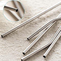 3pcs Silvery Portable Straw With Cleaning Brush Stainless Steel Straw Set