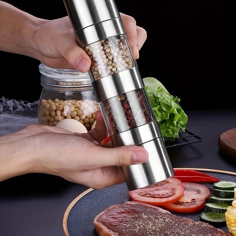 2in1 Pepper Grinder Sea Salt Ginder Stainless Steel Spice Grinder Manual Mill