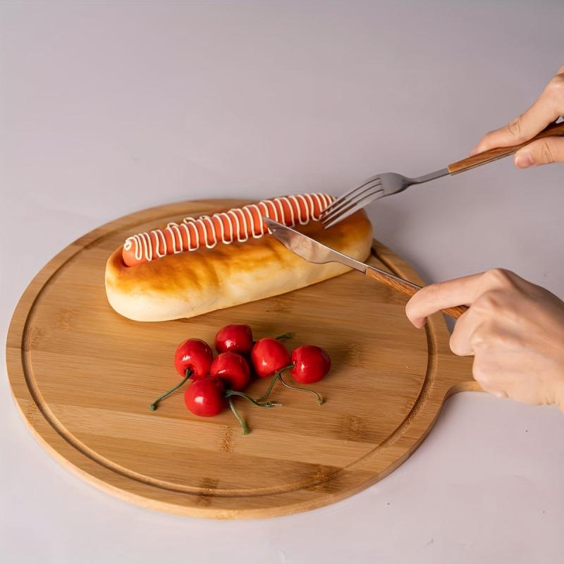 Bamboo Pizza Board Round Cutting Board Kitchen