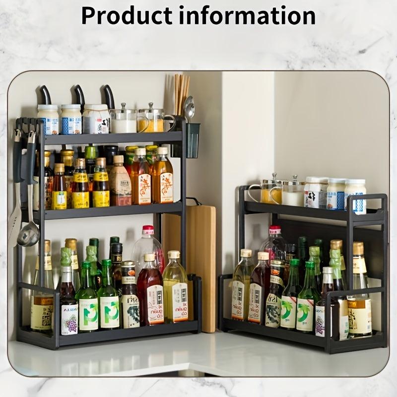 Spice Rack Kitchen Organizer with Hooks - Rustproof