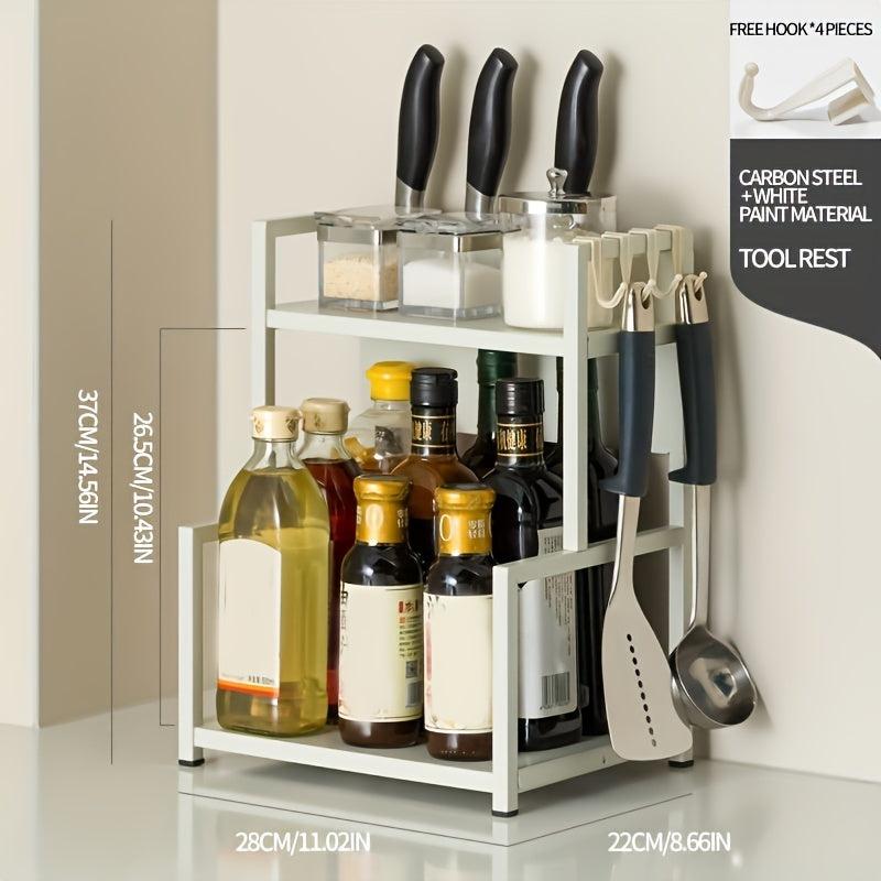 Spice Rack Kitchen Organizer with Hooks - Rustproof