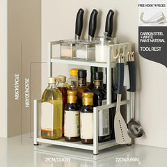 Spice Rack Kitchen Organizer with Hooks - Rustproof