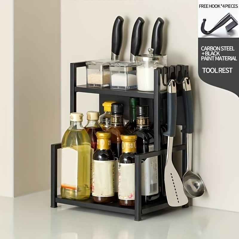 Spice Rack Kitchen Organizer with Hooks - Rustproof
