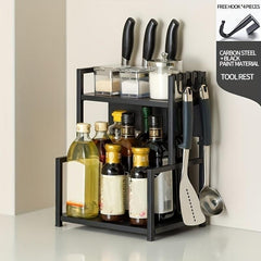 Spice Rack Kitchen Organizer with Hooks - Rustproof