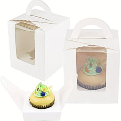24pcs Cupcake Boxes With Windows Bakery Wrapping Boxes
