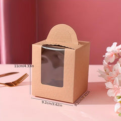 24pcs Cupcake Boxes With Windows Bakery Wrapping Boxes