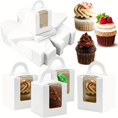24pcs Cupcake Boxes With Windows Bakery Wrapping Boxes