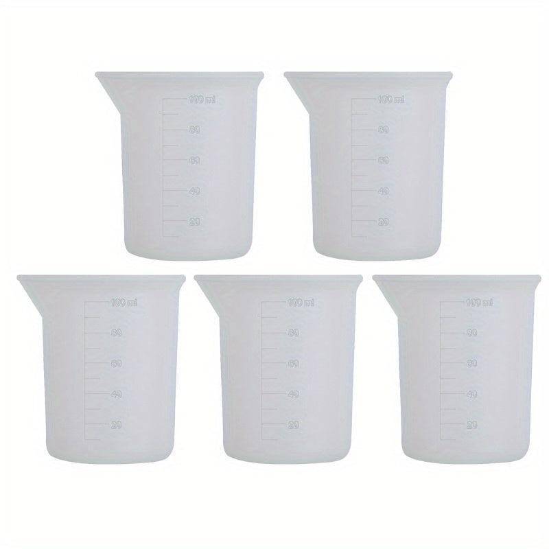 5pcs 100ml Silicone Measuring Cups Squeeze & Pour Liquid Measure Cup DIY Tools