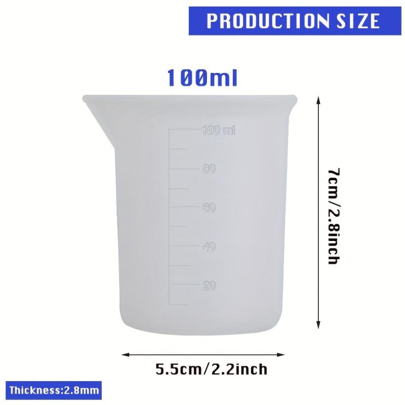 5pcs 100ml Silicone Measuring Cups Squeeze & Pour Liquid Measure Cup DIY Tools