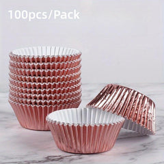 100pcs Standard Foil Cupcake Liners for Baking Decorating Chocolate Candy