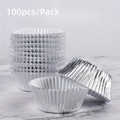 100pcs Standard Foil Cupcake Liners for Baking Decorating Chocolate Candy