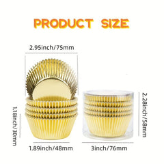 100pcs Standard Foil Cupcake Liners for Baking Decorating Chocolate Candy
