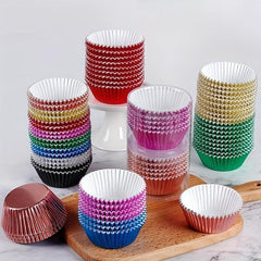 100pcs Standard Foil Cupcake Liners for Baking Decorating Chocolate Candy