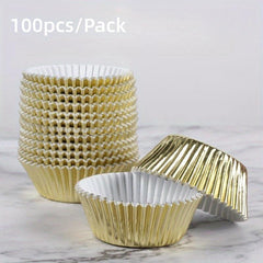 100pcs Standard Foil Cupcake Liners for Baking Decorating Chocolate Candy