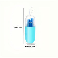 Silicone Reusable Folding Straw w/ Case & Brush Set