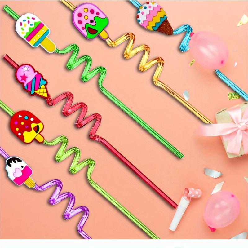 6 Straw Ice Cream Theme Reusable Straw For Milk Water Drinking