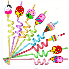 6 Straw Ice Cream Theme Reusable Straw For Milk Water Drinking