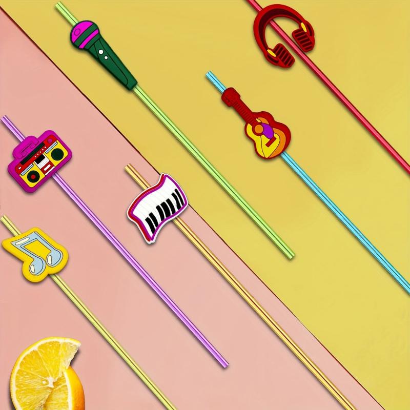 6pcs Music Theme Reusable Straw For Family Gatherings