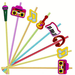 6pcs Music Theme Reusable Straw For Family Gatherings