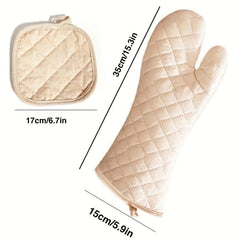 2pcs Printed Cotton Oven Mitts Heat Resistant Baking Insulation