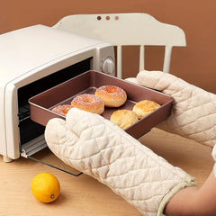 2pcs Printed Cotton Oven Mitts Heat Resistant Baking Insulation