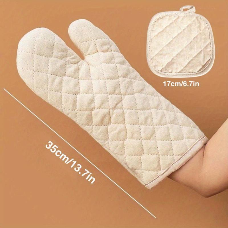 2pcs Printed Cotton Oven Mitts Heat Resistant Baking Insulation