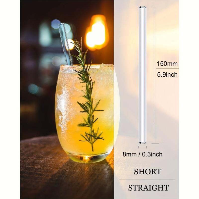 NAFENDER Reusable Glass Straws Set with 12 Straws and Cleaning Brush