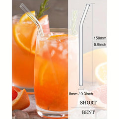 NAFENDER Reusable Glass Straws Set with 12 Straws and Cleaning Brush