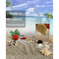 NAFENDER Reusable Glass Straws Set with 12 Straws and Cleaning Brush