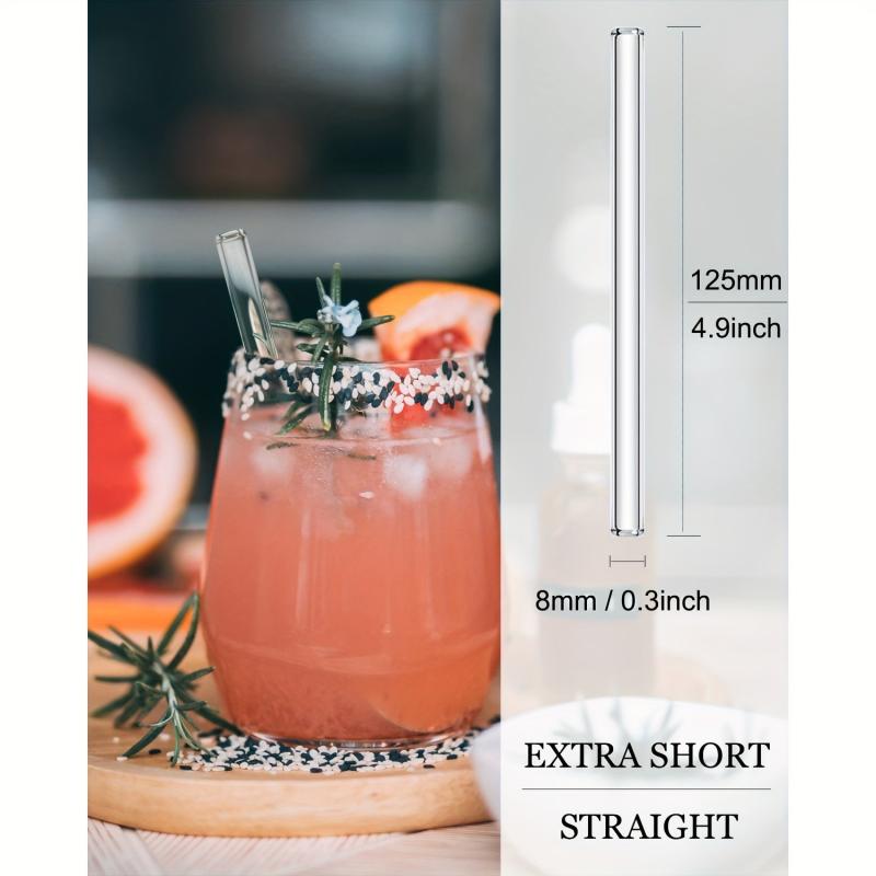 NAFENDER Reusable Glass Straws Set with 12 Straws and Cleaning Brush