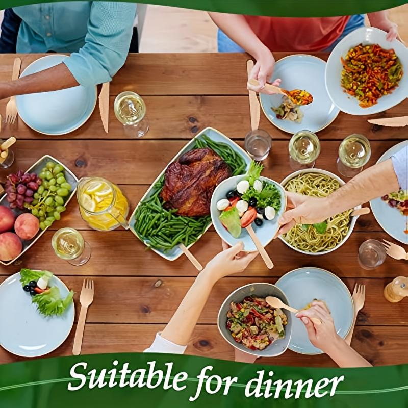 300pcs Disposable Wooden Cutlery Set Forks Knives Spoons for Party Camping