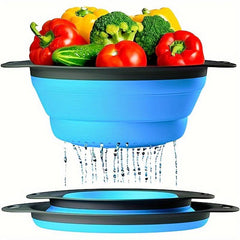 2pcs Collapsible Silicone Colanders for Pasta Fruit Berries Vegetables