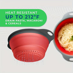 2pcs Collapsible Silicone Colanders for Pasta Fruit Berries Vegetables